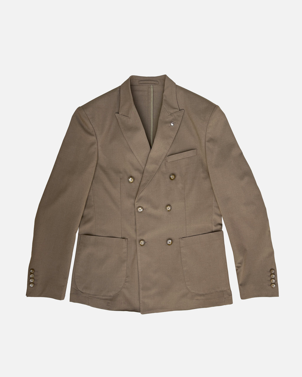 Bare Brown Double Breasted Woven Blazer- Brown