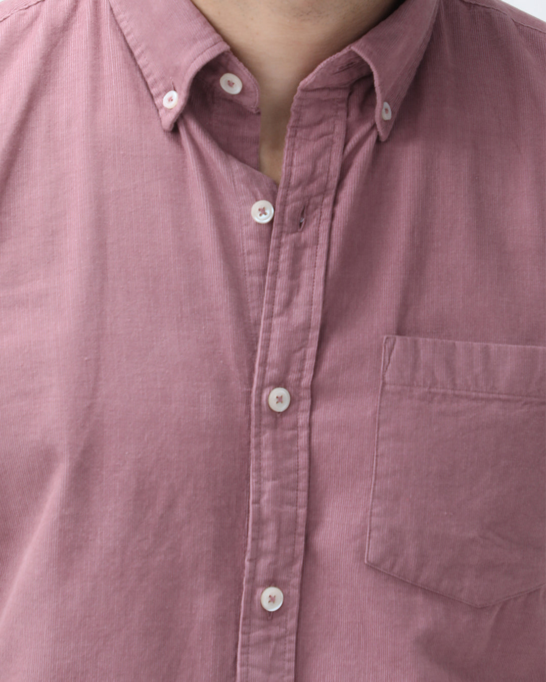 Bare Brown Corduroy Cotton Shirt, Slim Fit with Full Sleeves - Pink