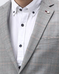 Bare Brown Casual Checkered Blazer - Grey