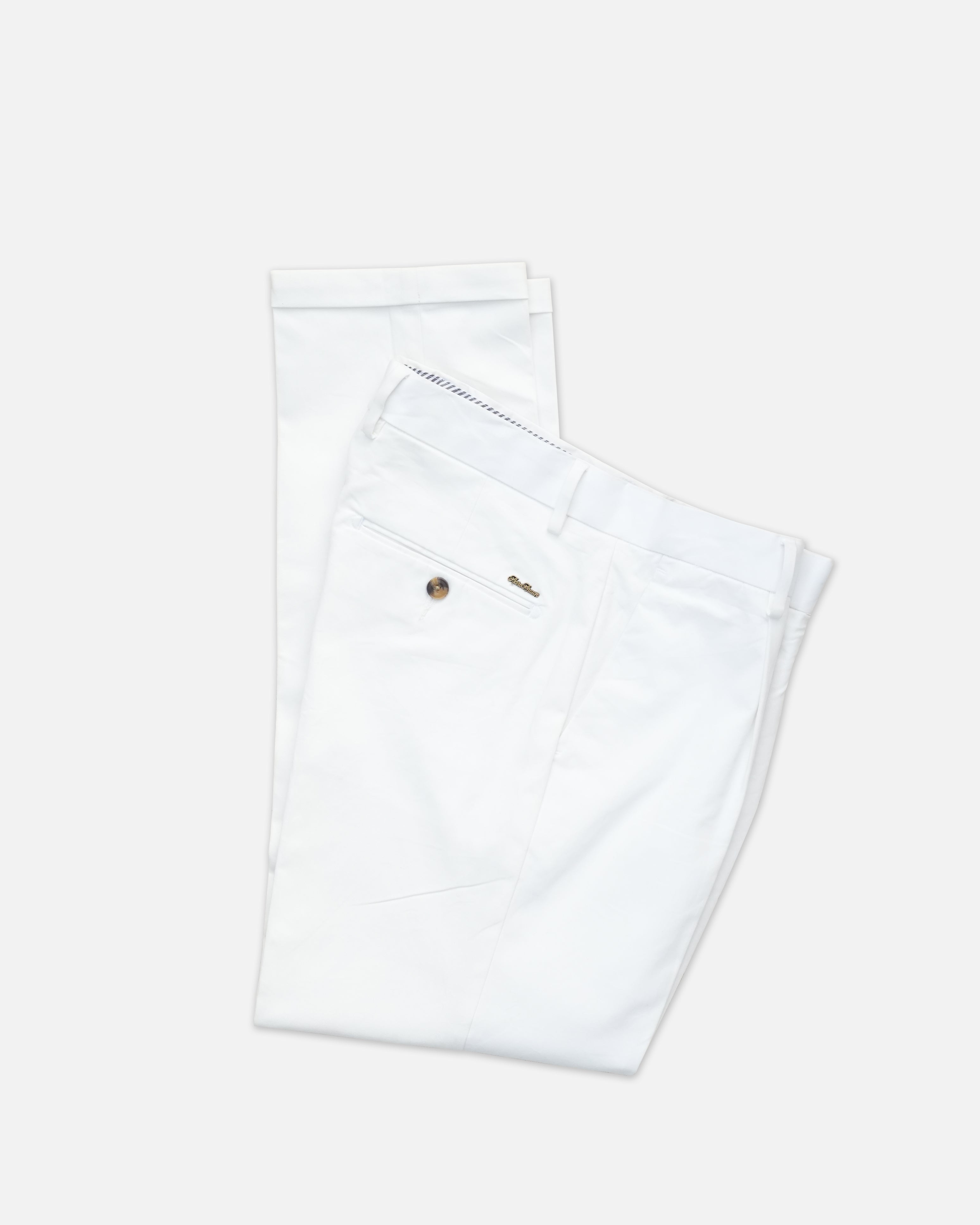 Bare Brown Slim Fit Trouser - White