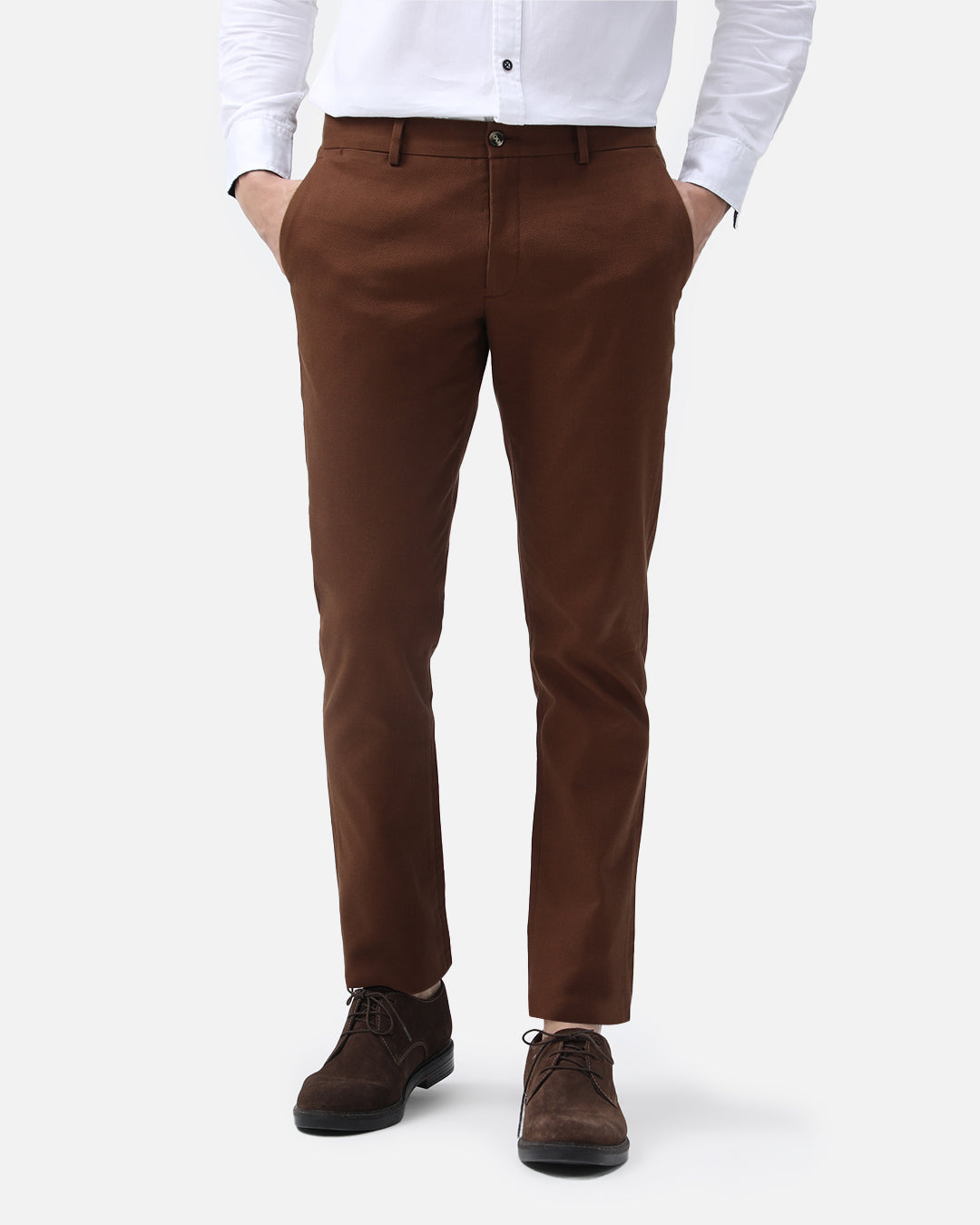 Bare Brown Slim Fit Cotton Chinos - Brown