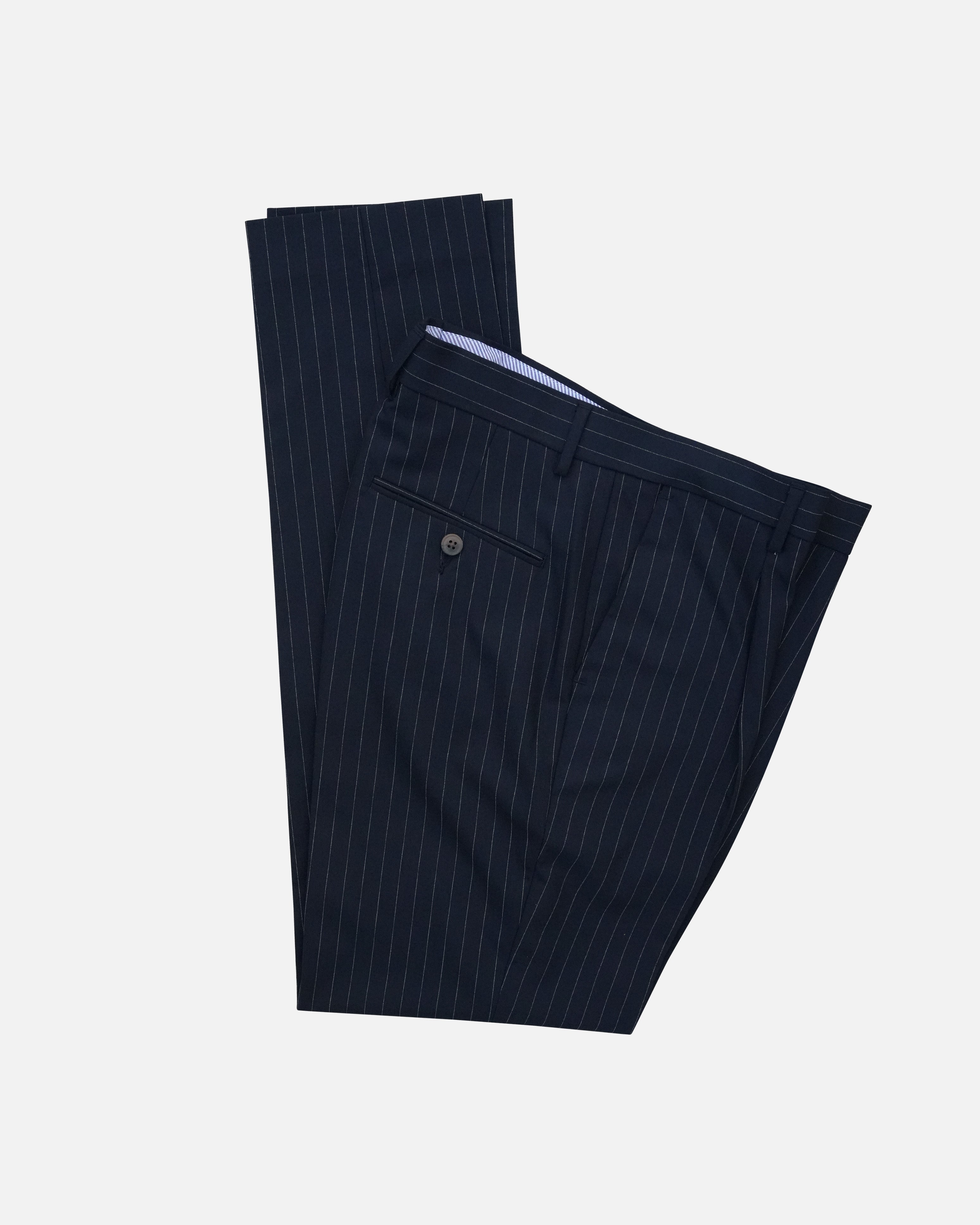 Bare Brown Relax Fit  Stripe Trouser - Navy