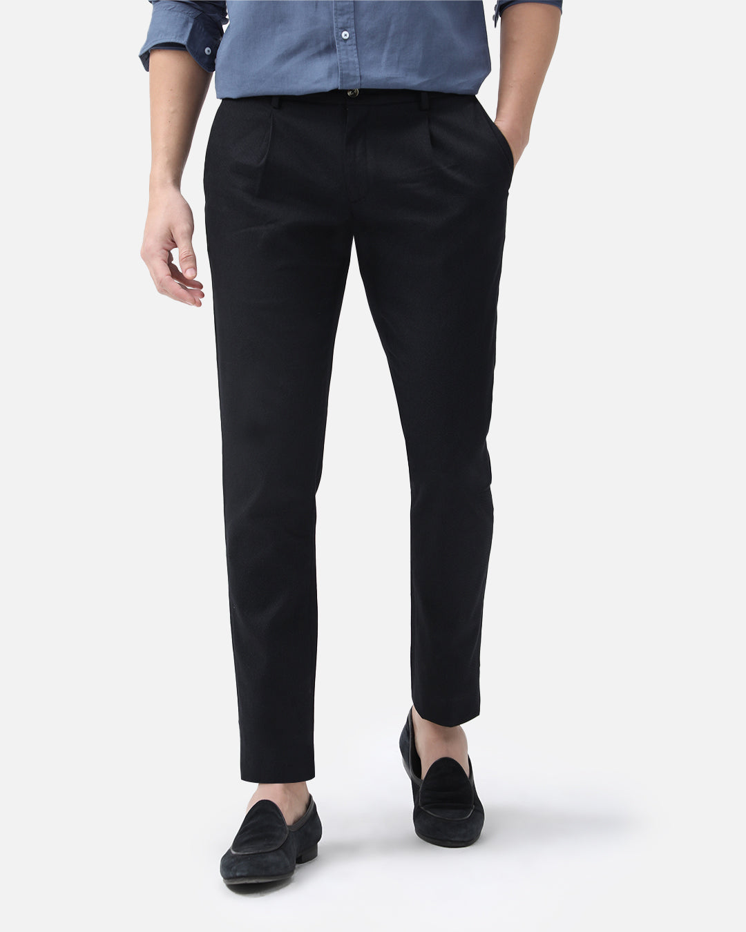 Bare Brown Slim Fit Cotton Chinos - Black