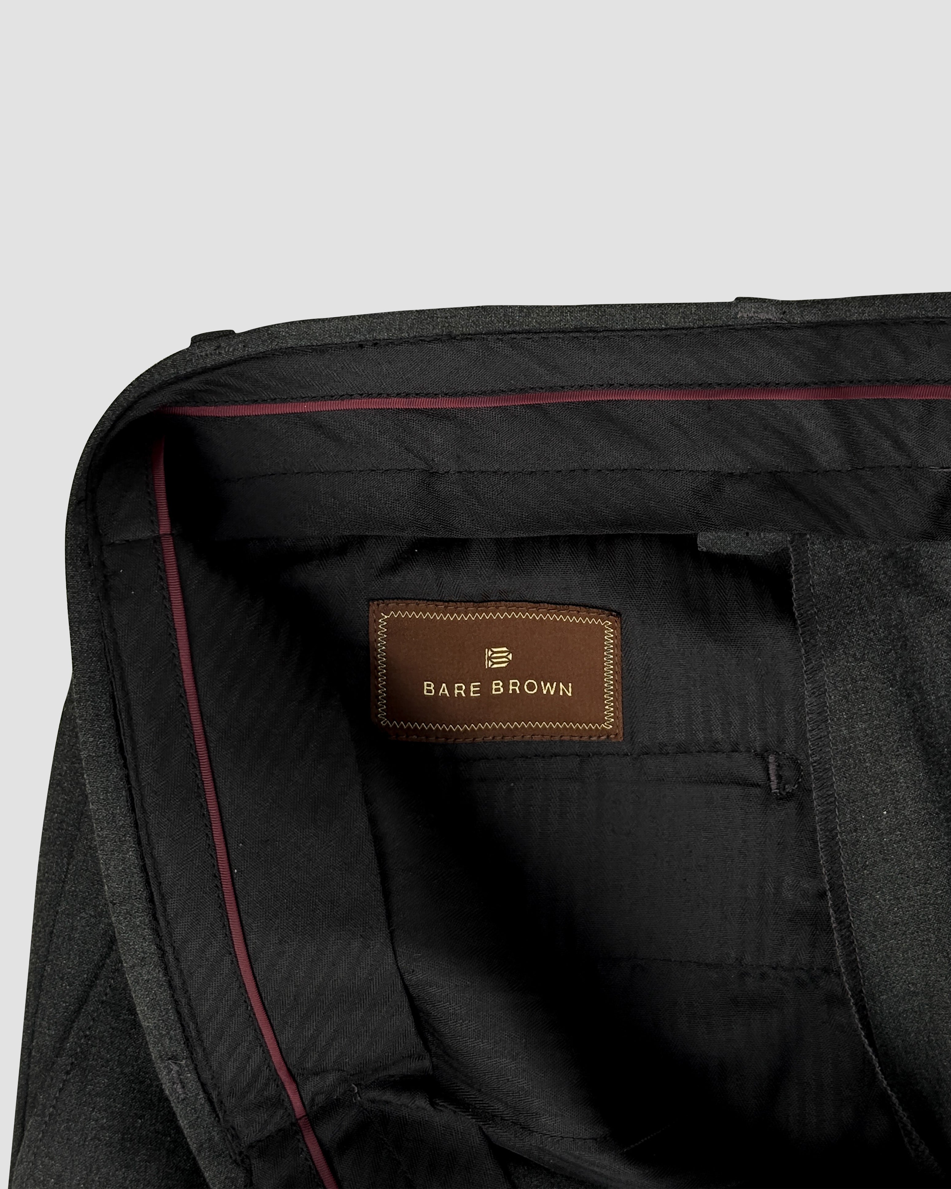 Bare Brown Slim Fit Trouser - Dark Grey
