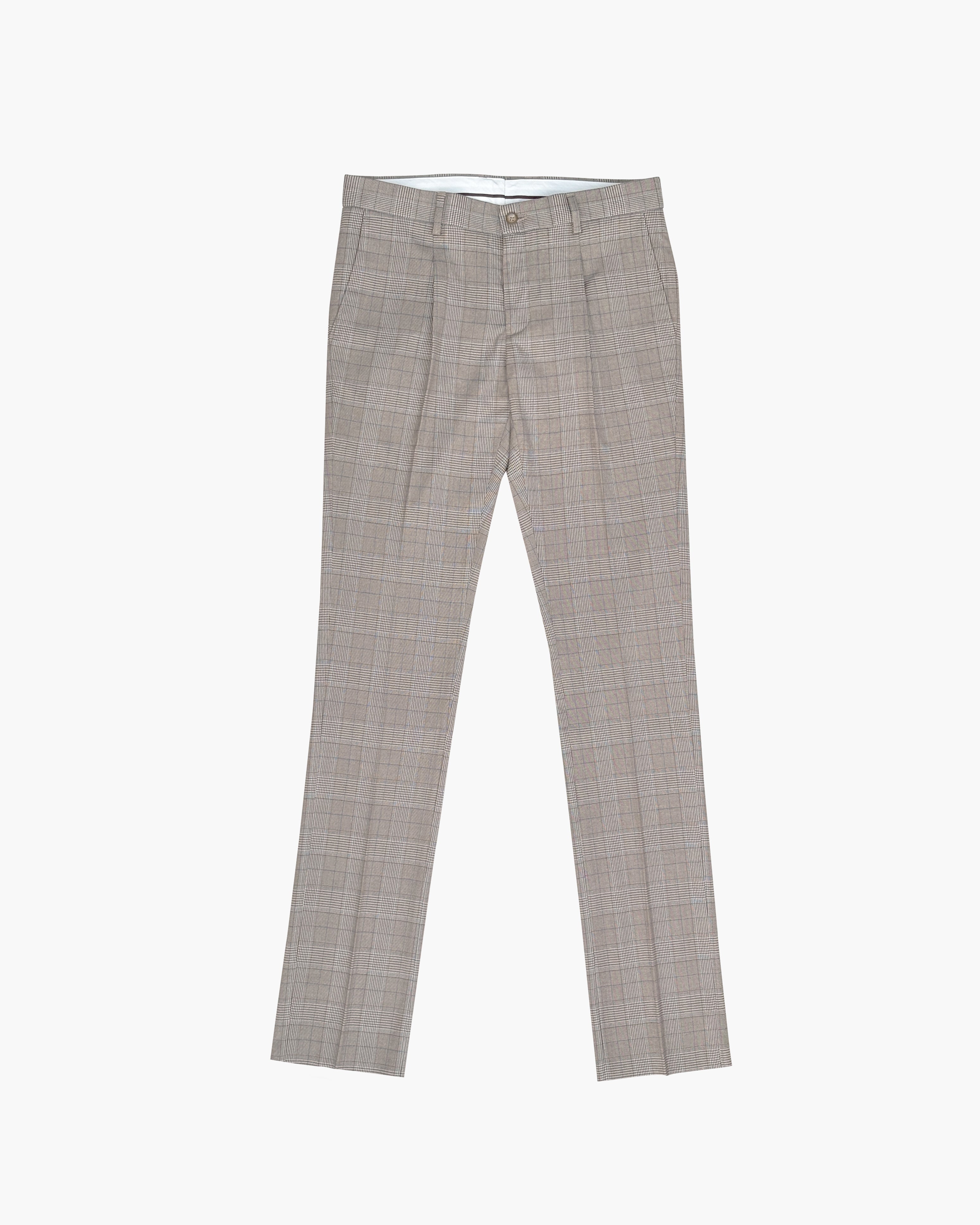 Bare Brown Slim Fit Check Trouser - Light Brown