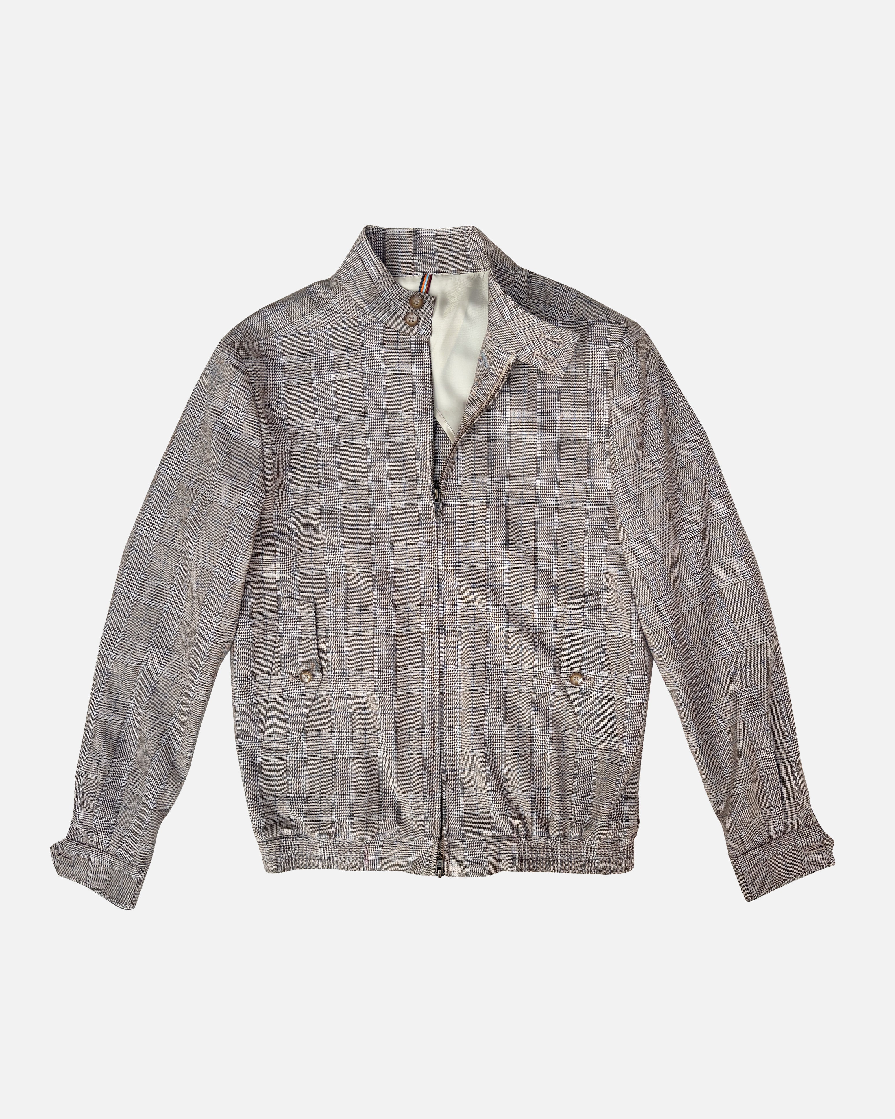 Bare Brown Checkered Bomber Jacket with 2 way Zipper - Brown