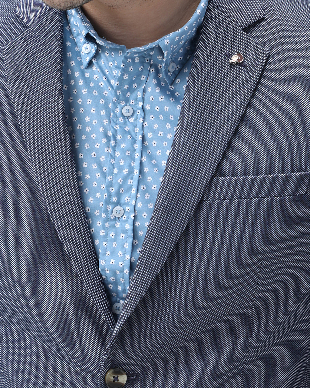 Bare Brown Knit Blazer - Blue