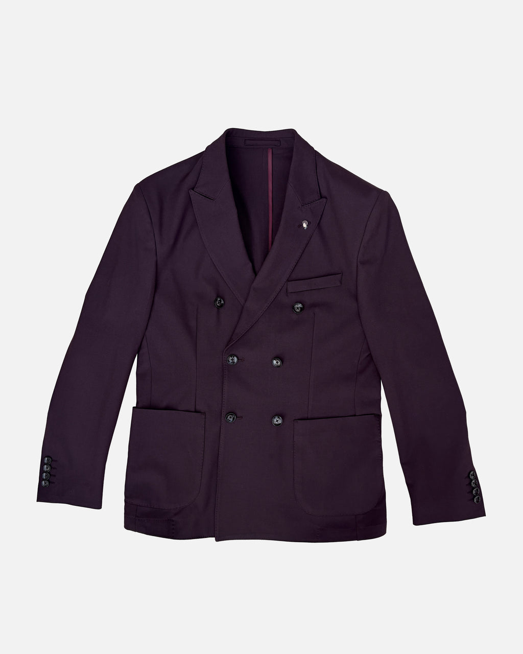 Bare Brown Double Breasted Woven Blazer- Wine