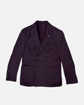 Bare Brown Double Breasted Woven Blazer- Wine