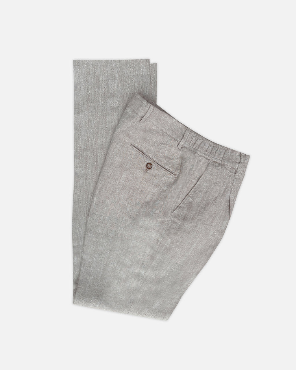 Bare Brown Relax Fit Linen Trouser with side Elastic - Beige