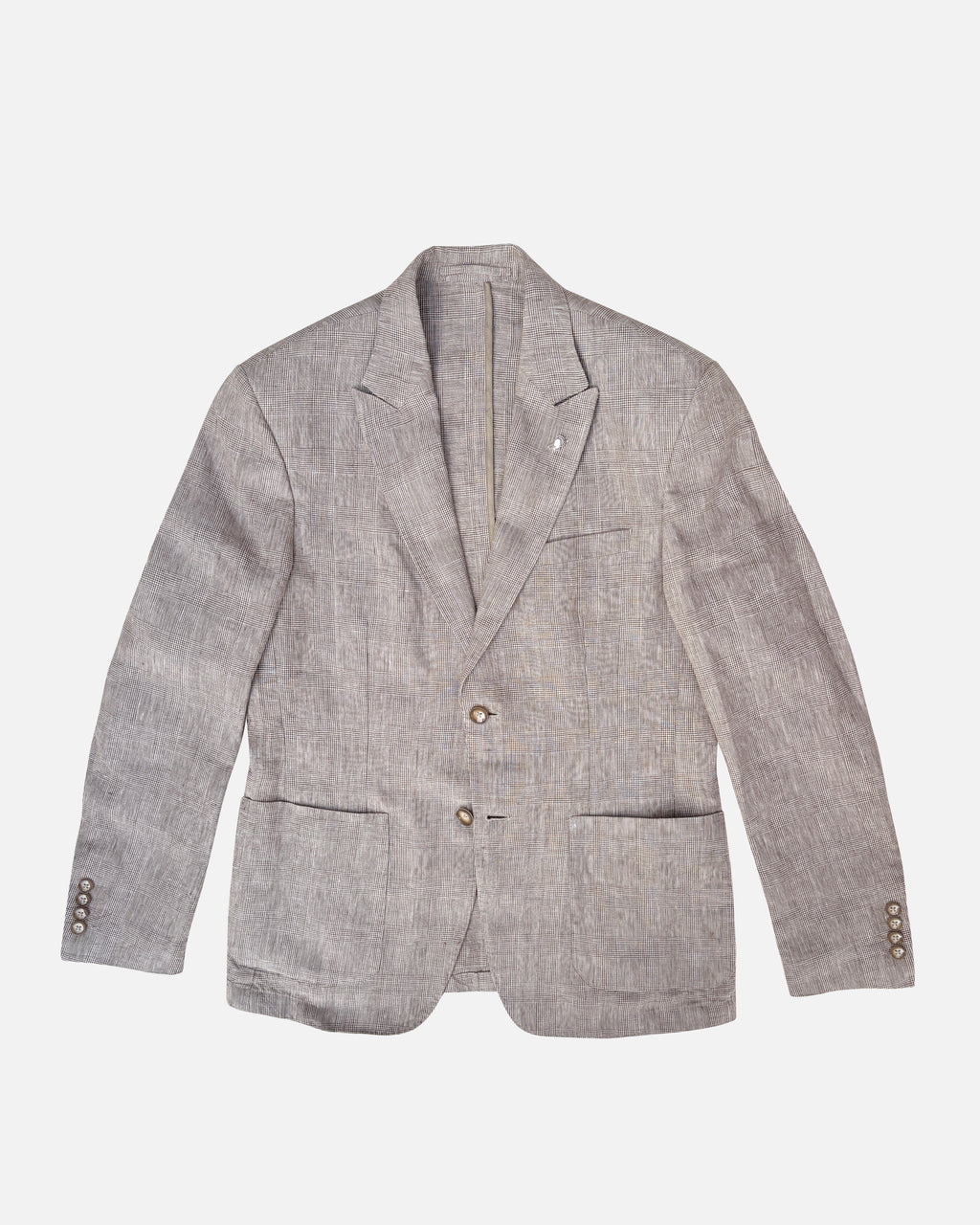 Bare Brown Linen Blazer - Brown Checkered