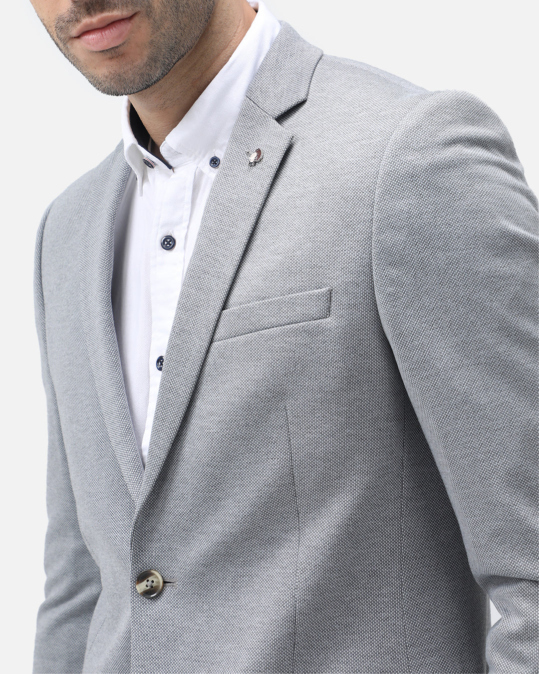 Bare Brown Knit Blazer - Grey