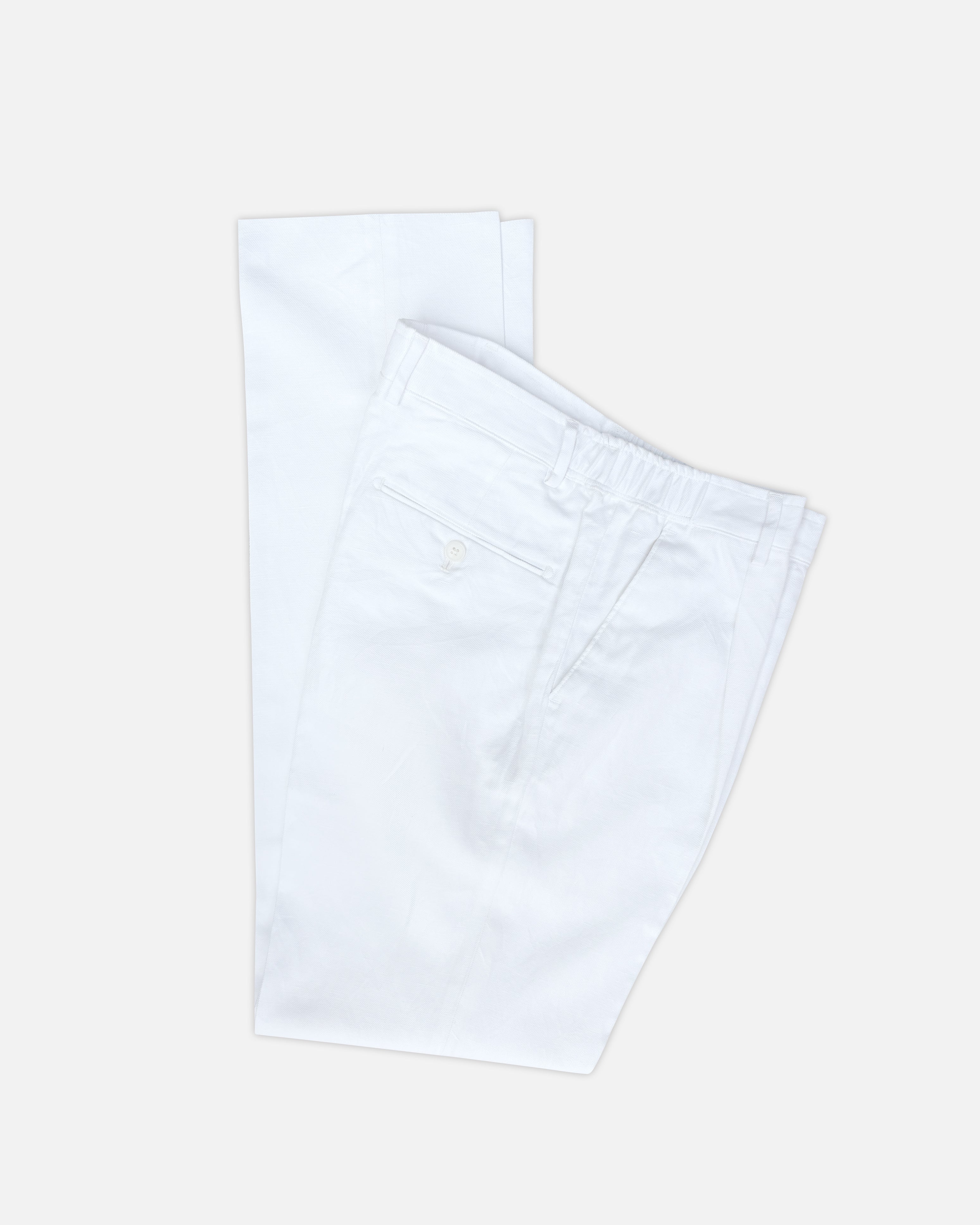 Bare Brown Relax Fit Trouser with Side Elastic - White