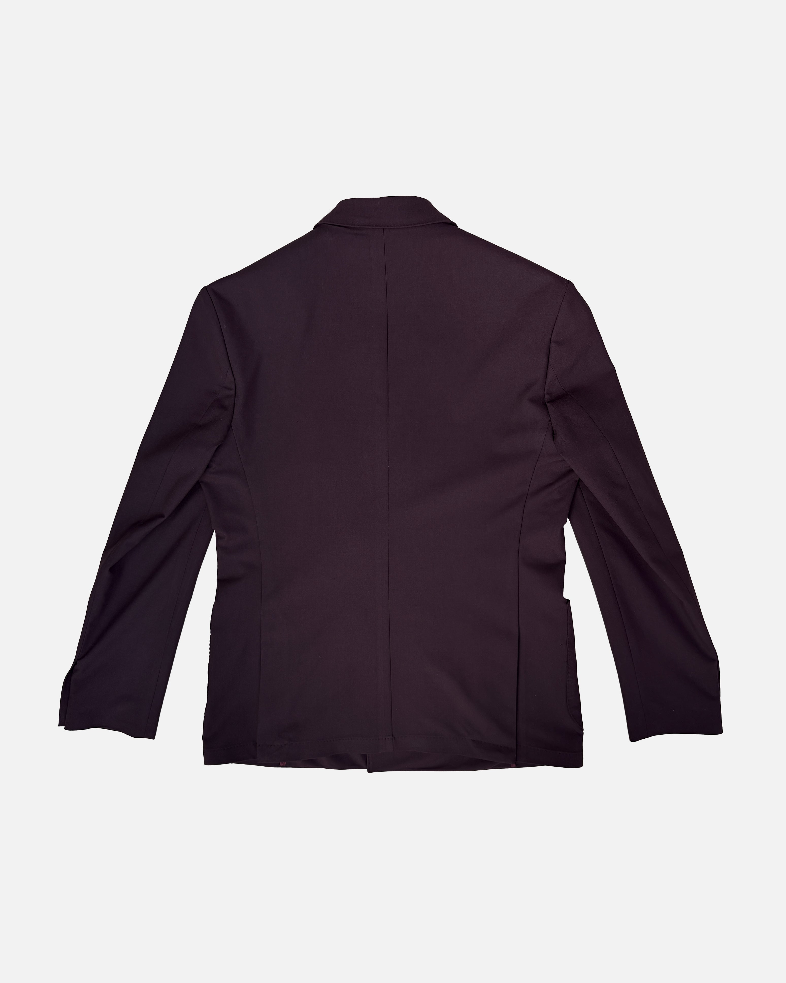 Bare Brown Double Breasted Woven Blazer- Wine