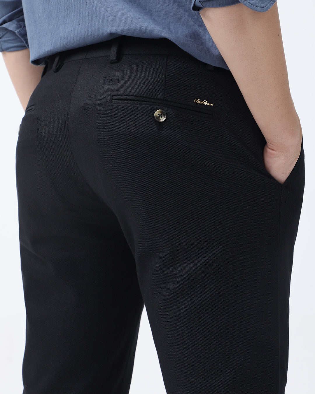 Bare Brown Slim Fit Cotton Chinos - Black