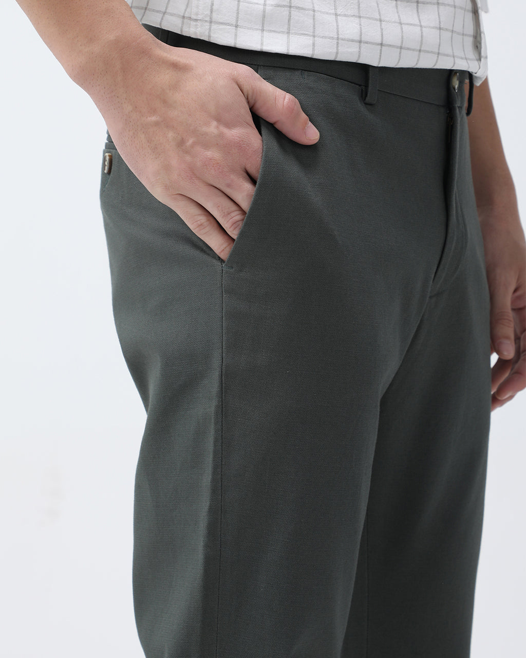 Bare Brown Slim Fit Cotton Chinos - Green