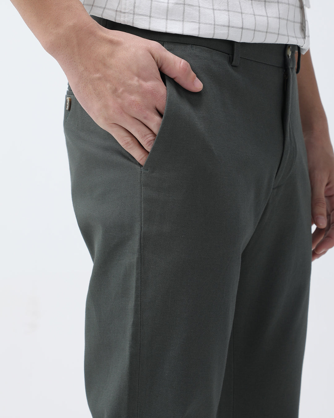 Bare Brown Slim Fit Cotton Chinos - Green