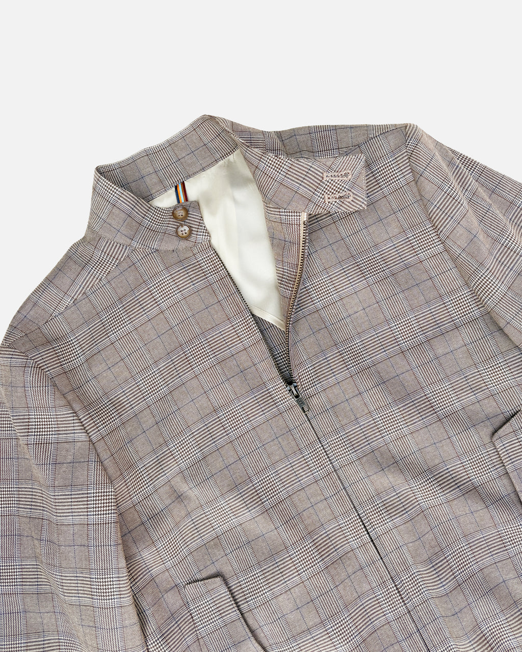 Bare Brown Checkered Bomber Jacket with 2 way Zipper - Brown