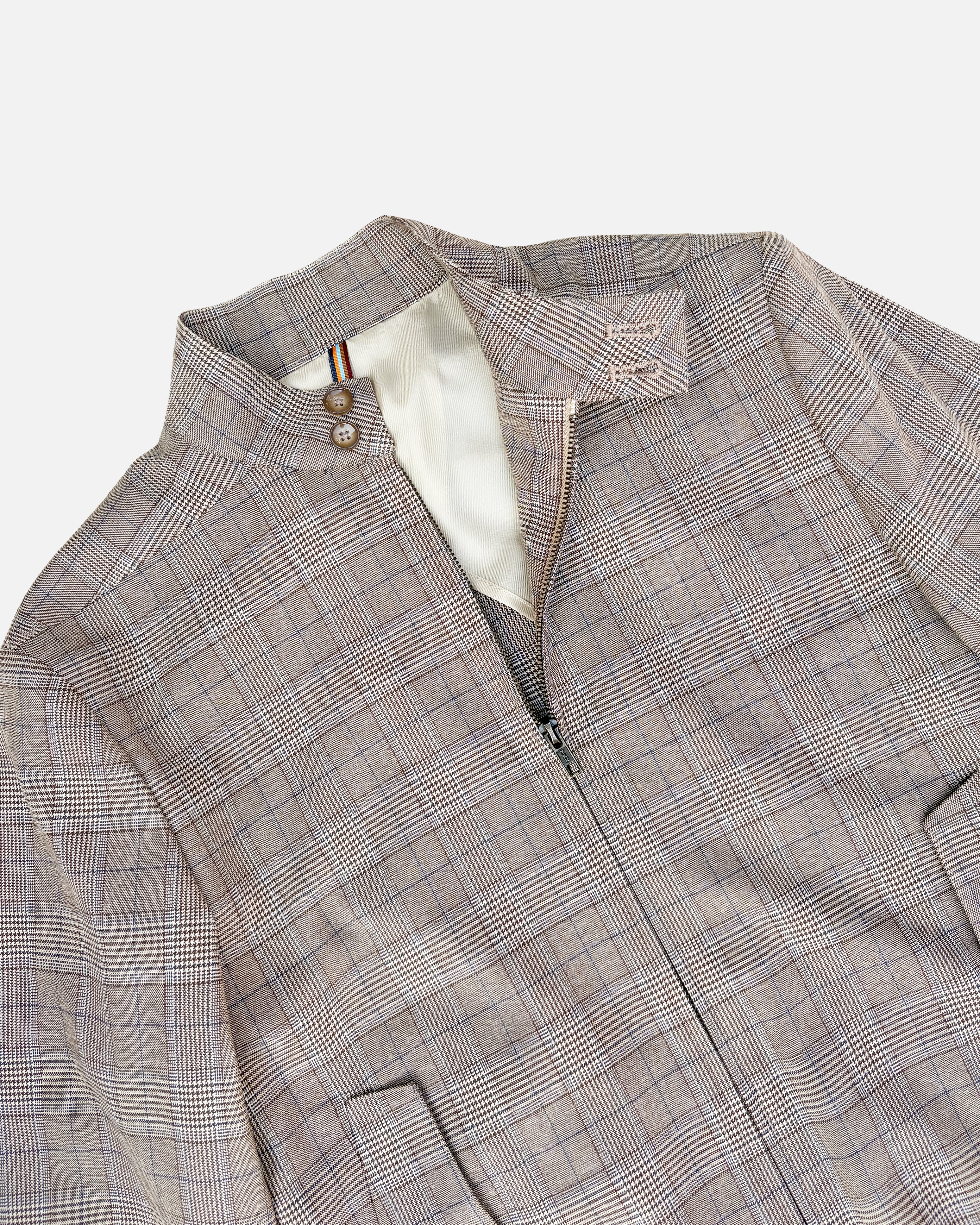 Bare Brown Checkered Bomber Jacket with 2 way Zipper - Brown