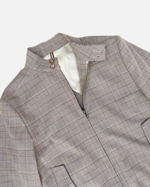 Bare Brown Checkered Bomber Jacket with 2 way Zipper - Brown
