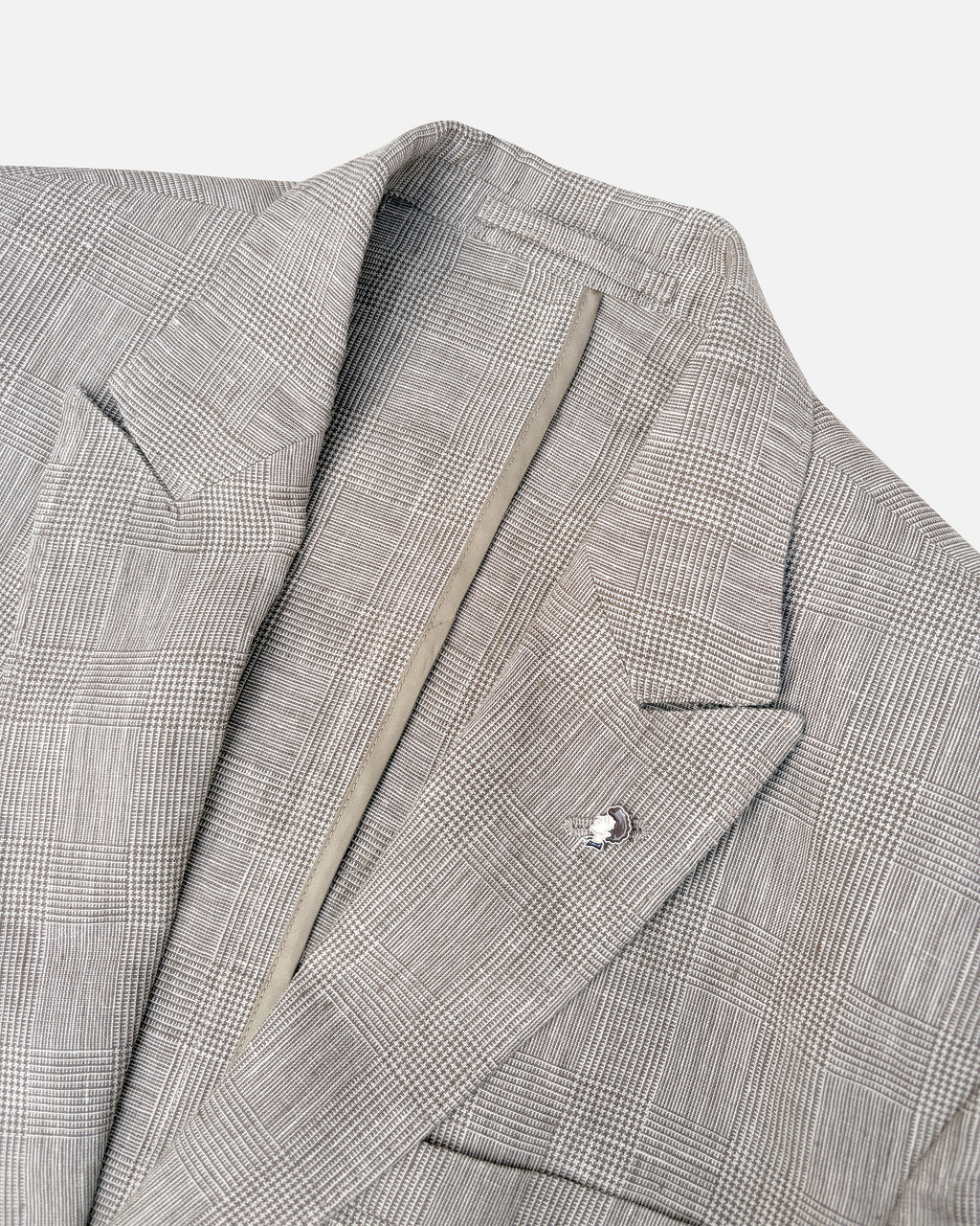 Bare Brown Linen Blazer - Brown Checkered