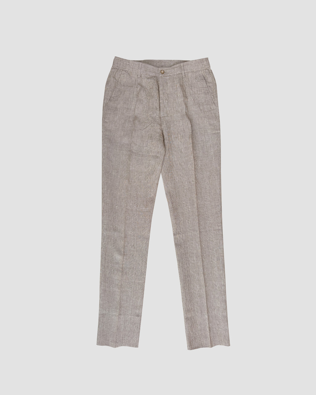 Bare Brown Relax Fit Linen Check Trouser with side Elastic - Brown