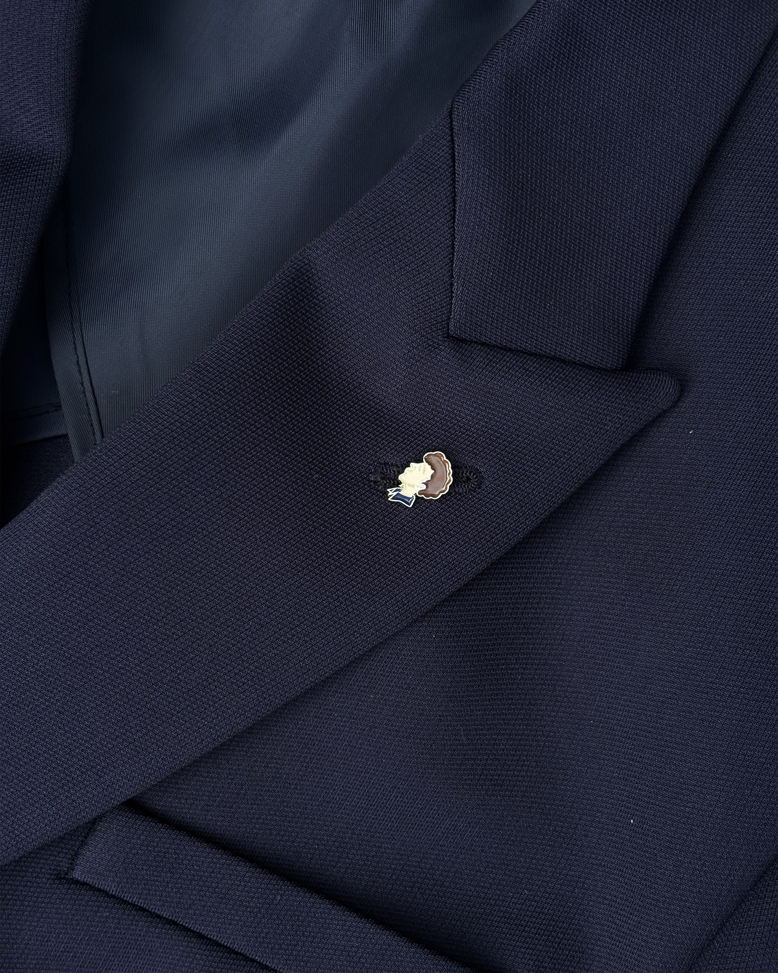 Bare Brown Double Breasted Knit Blazer - Navy