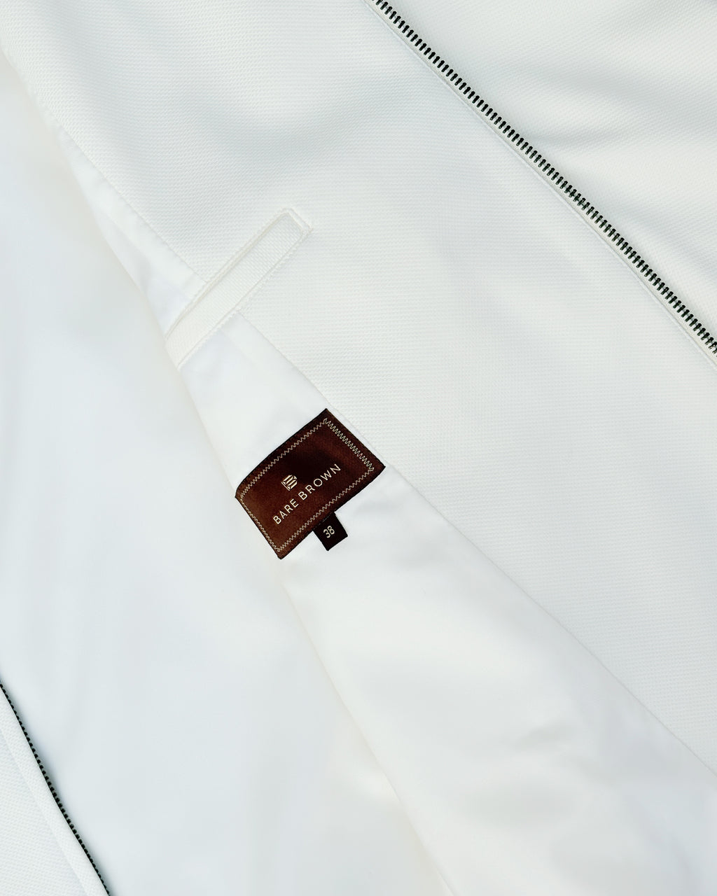 Bare Brown Slim Fit Knit Bomber Jacket - Off White