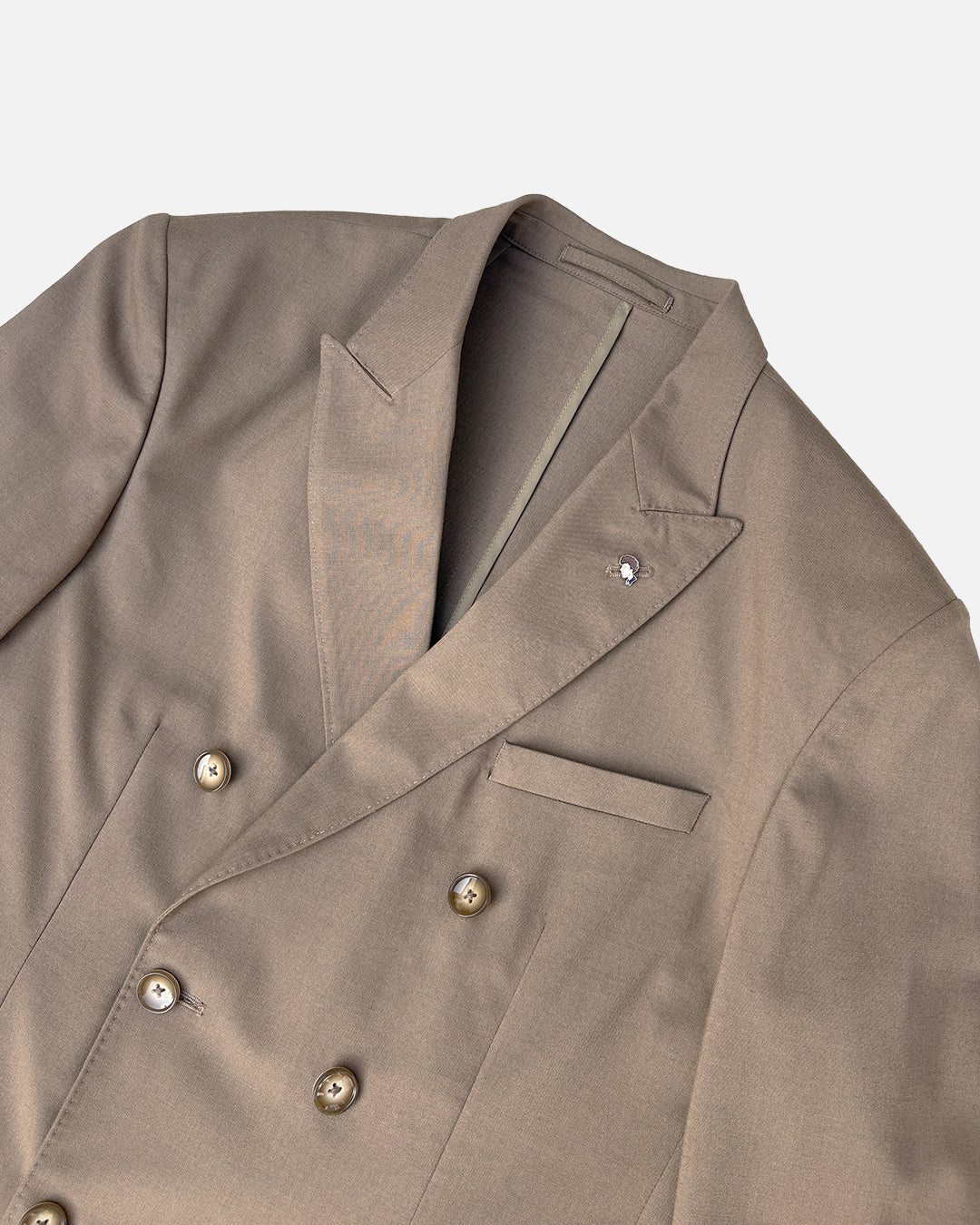 Bare Brown Double Breasted Woven Blazer- Brown