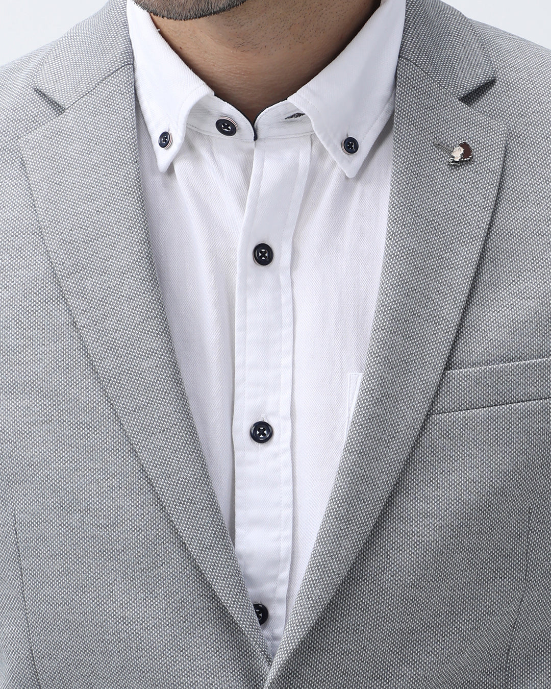 Bare Brown Knit Blazer - Grey