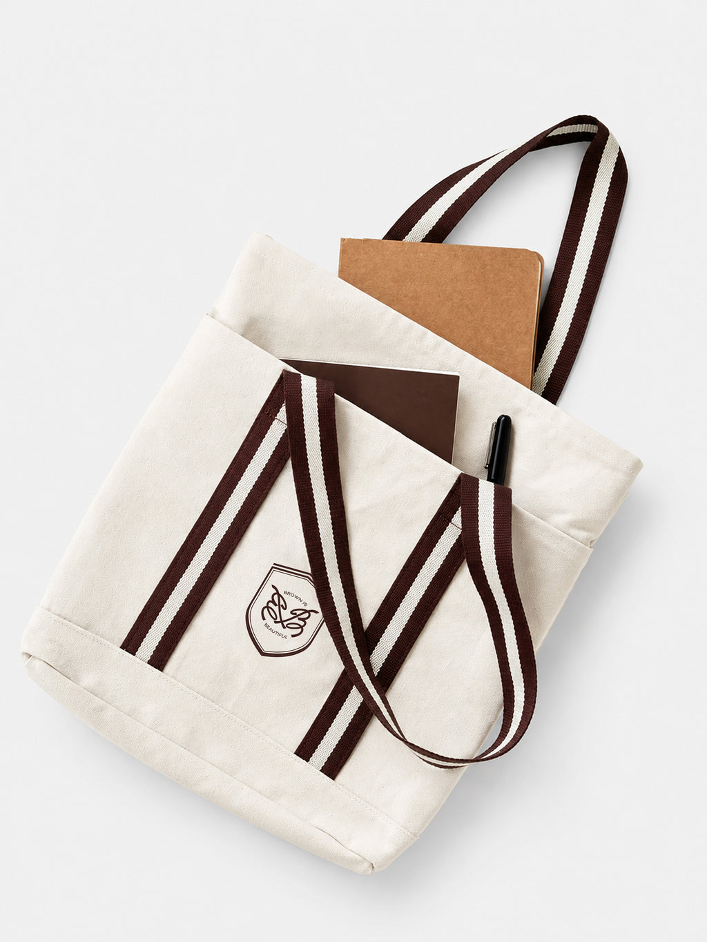 Brown Crest Off-White Tote Bag