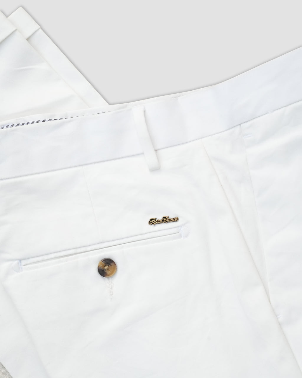 Bare Brown Slim Fit Trouser - White