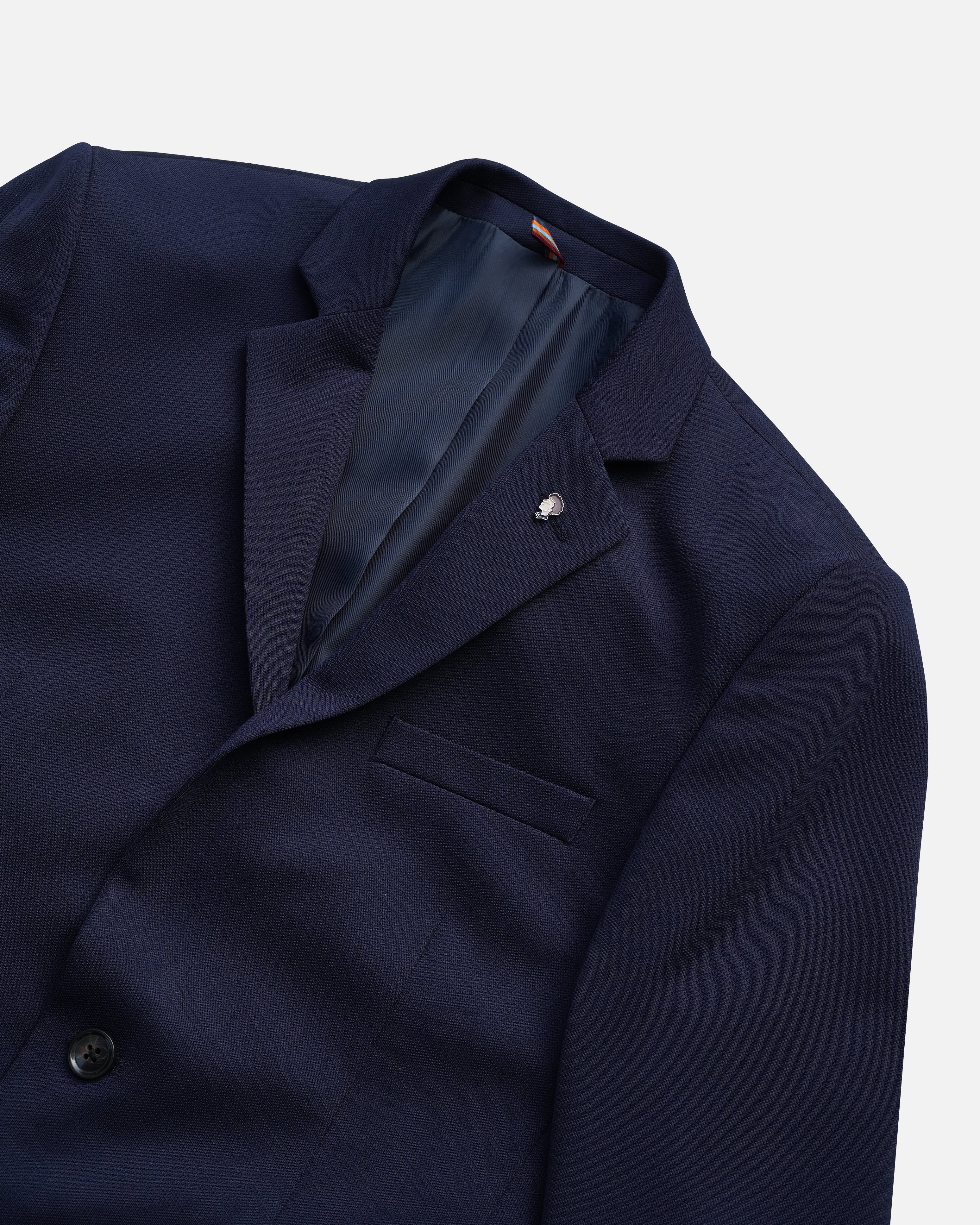 Bare Brown Knit Blazer - Navy