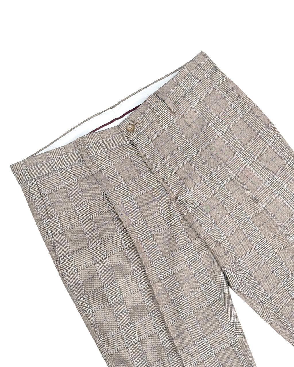 Bare Brown Slim Fit Check Trouser - Light Brown