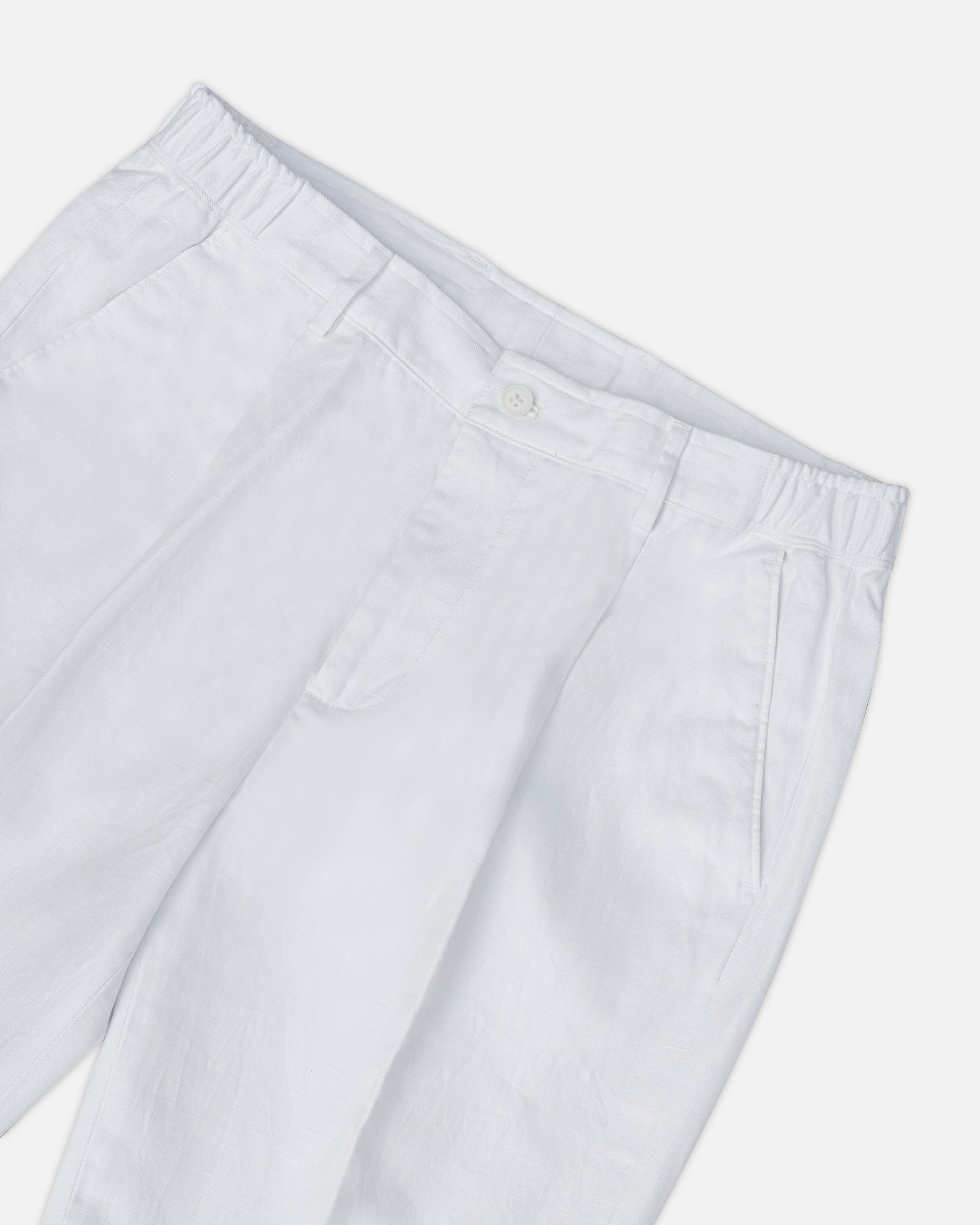 Bare Brown Relax Fit Trouser with Side Elastic - White