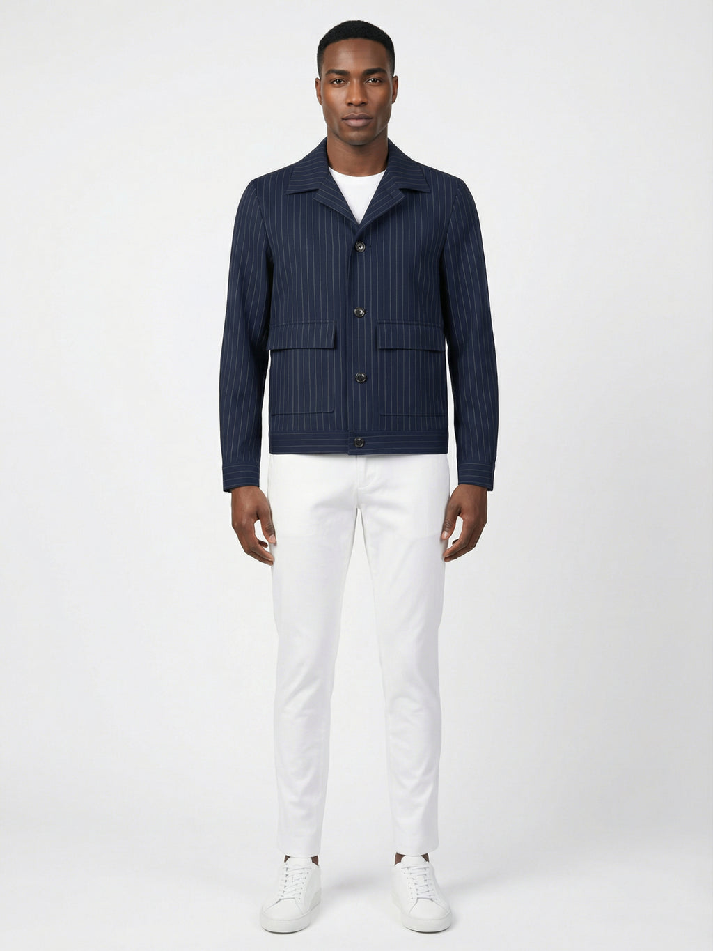 Bare Brown Striped Shacket - Navy