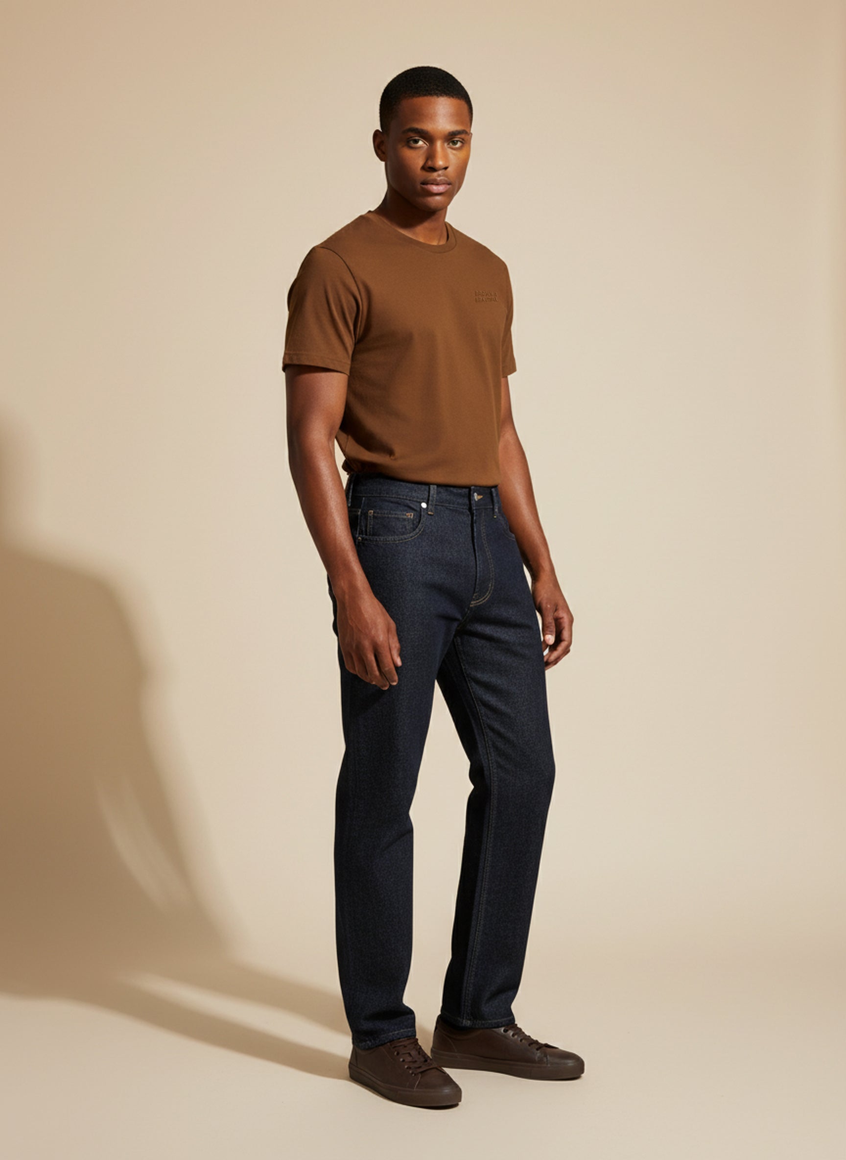 Bare Brown Brown Slim Fit Crew Neck T-Shirt