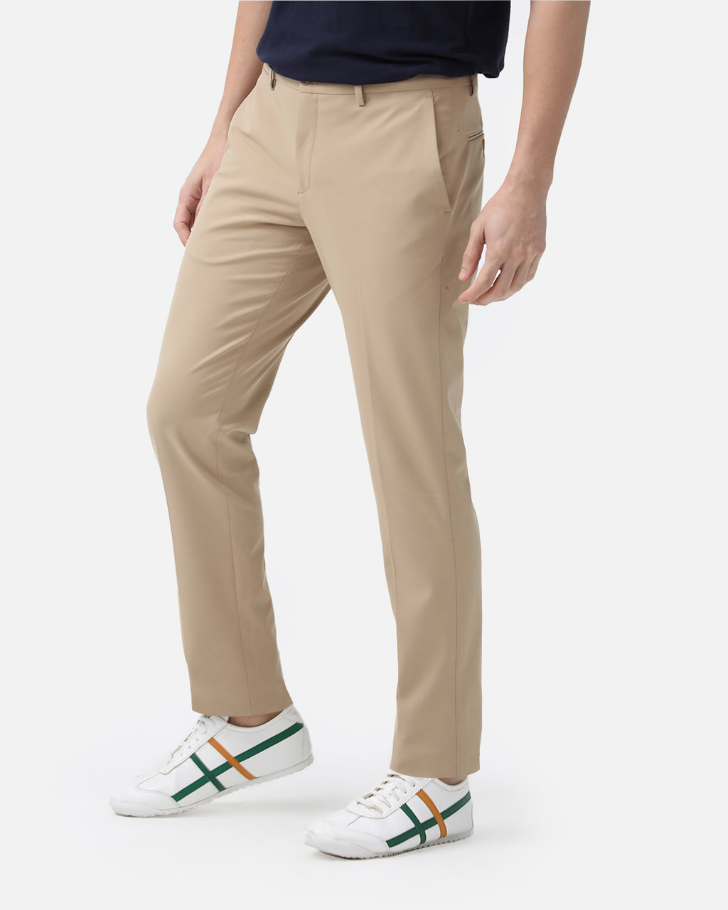 Bare Brown Stretch Slim Fit Cotton Chinos - Khaki