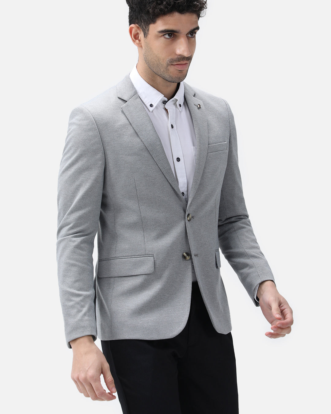 Bare Brown Knit Blazer - Grey