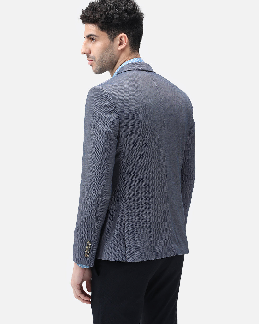 Bare Brown Knit Blazer - Blue