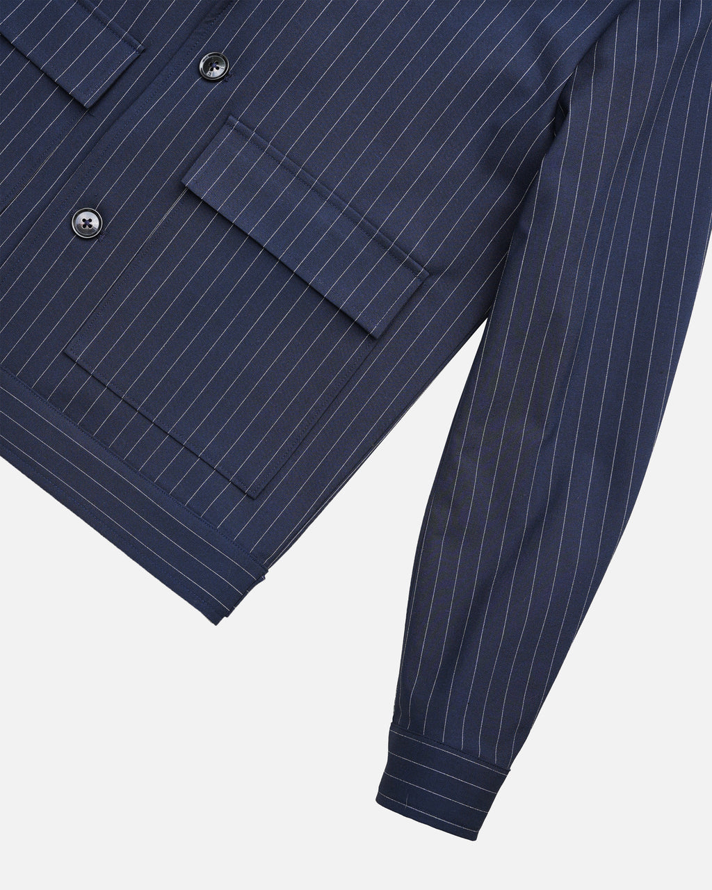 Bare Brown Striped Shacket - Navy