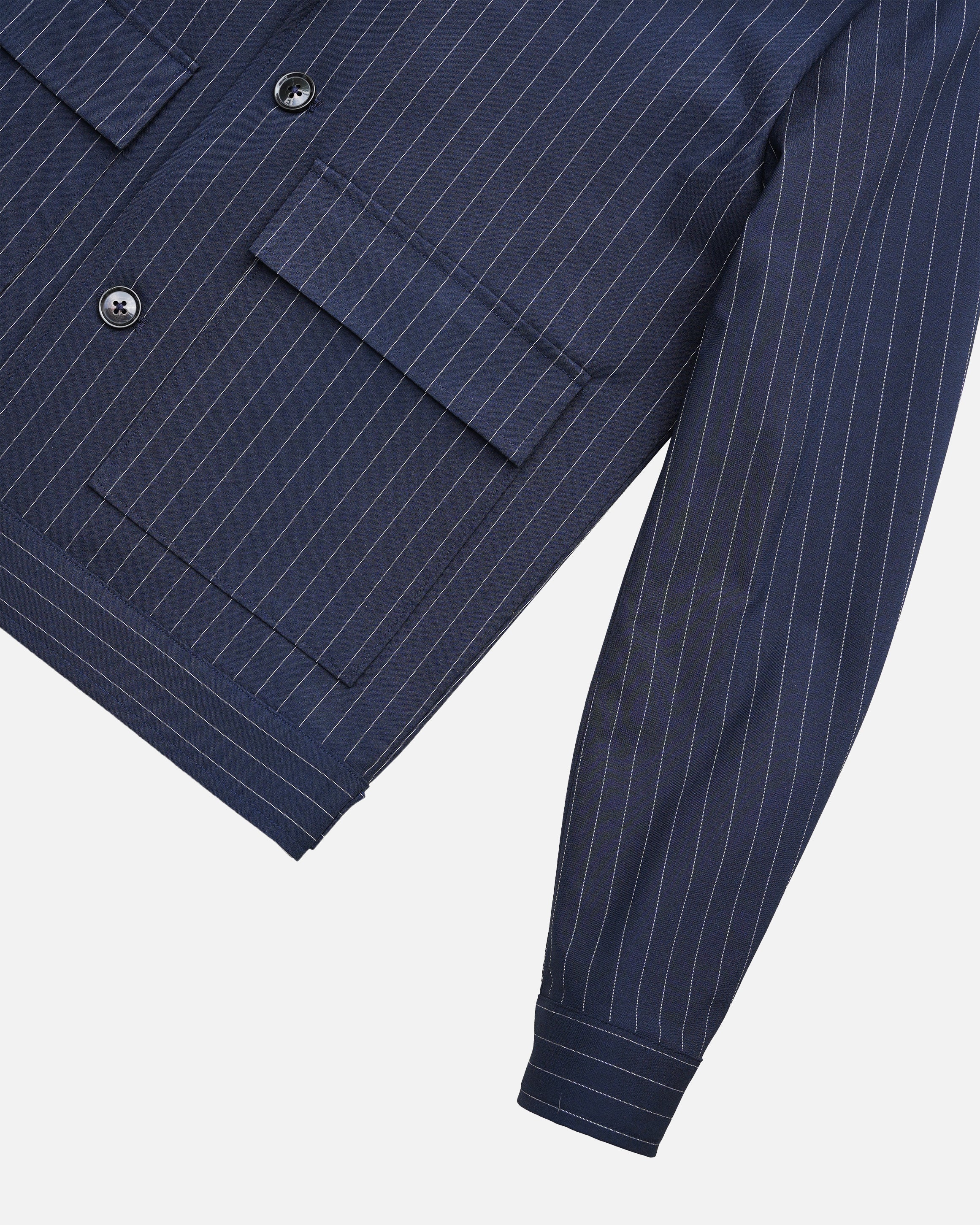 Bare Brown Striped Shacket - Navy