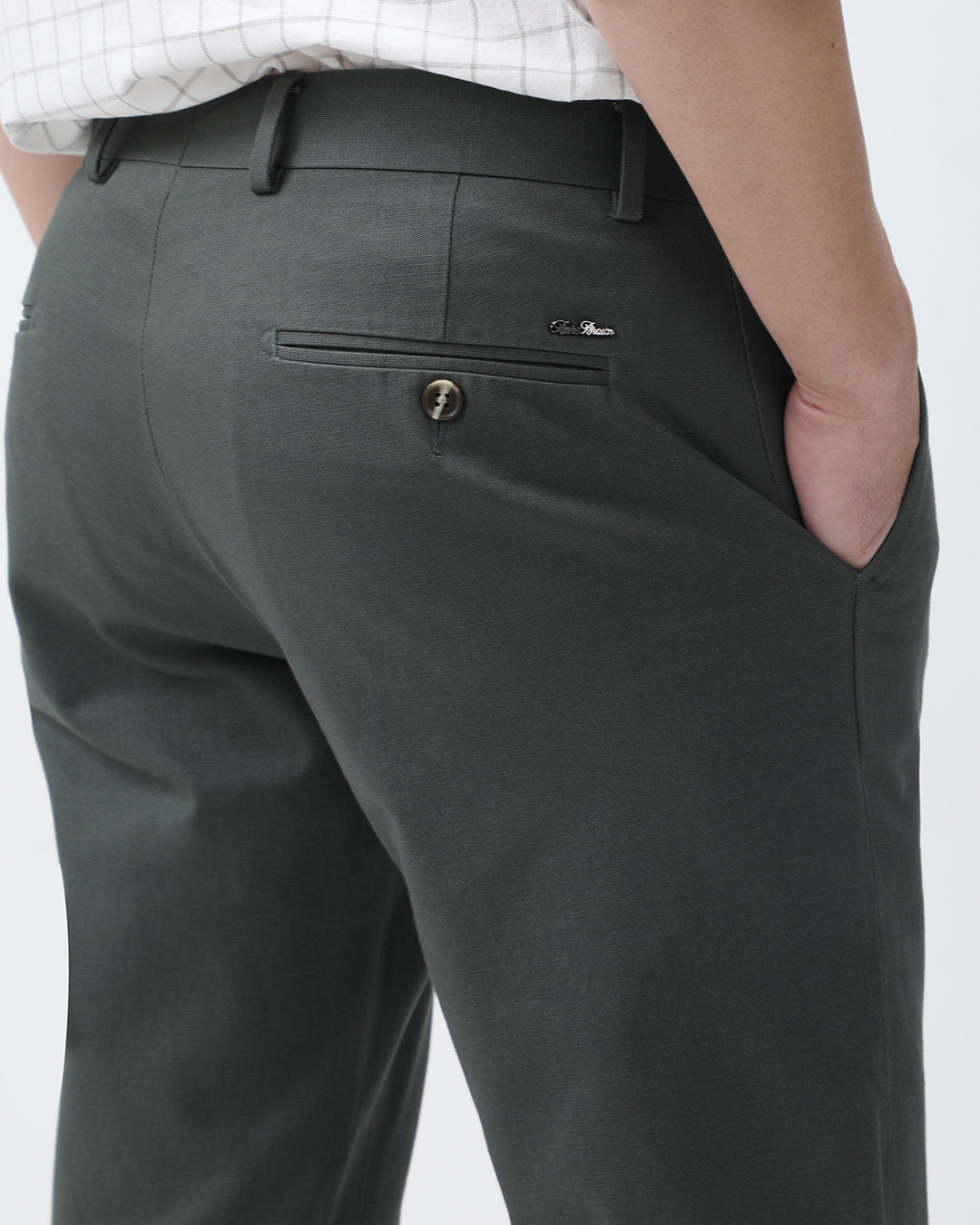 Bare Brown Slim Fit Cotton Chinos - Green