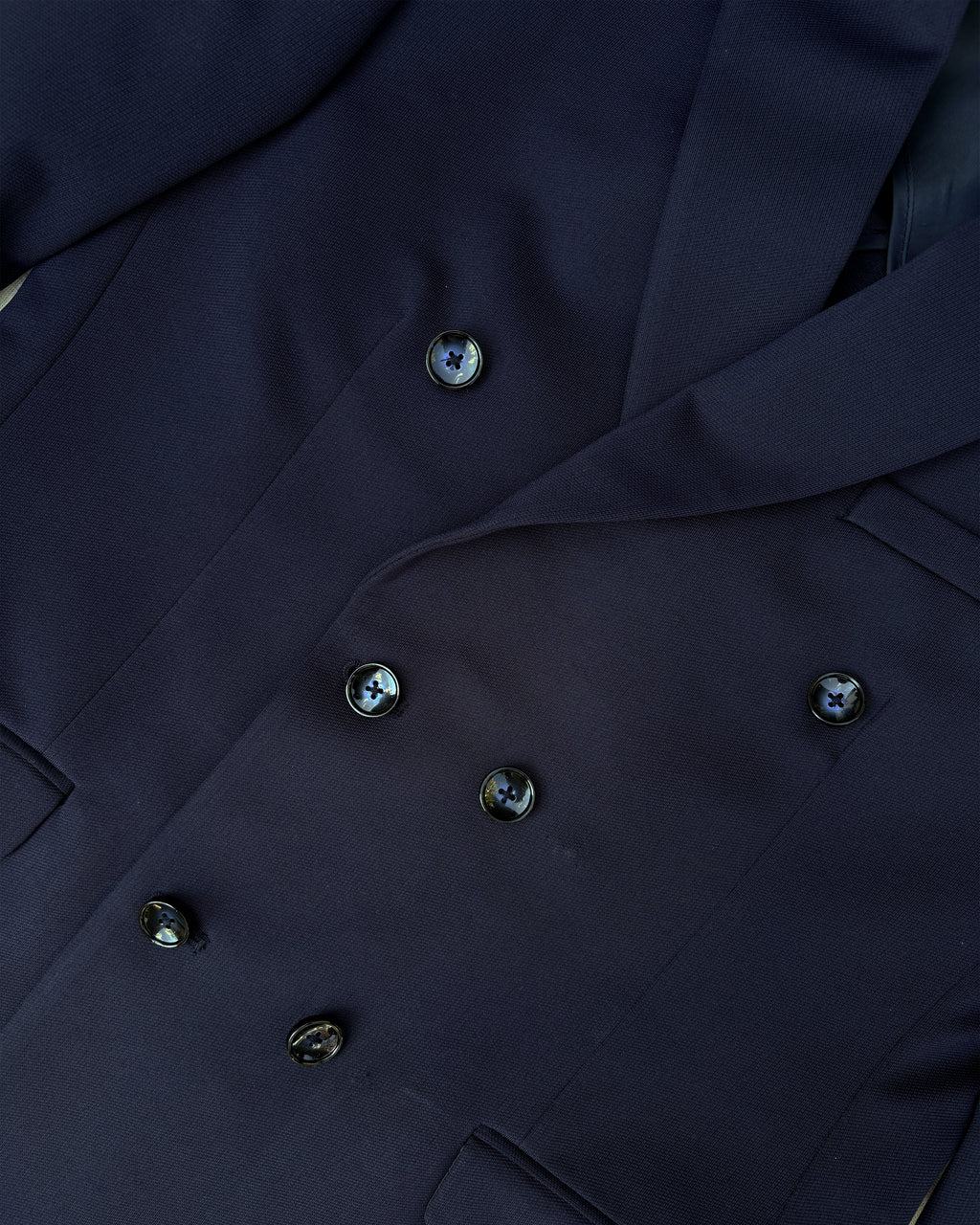 Bare Brown Double Breasted Knit Blazer - Navy