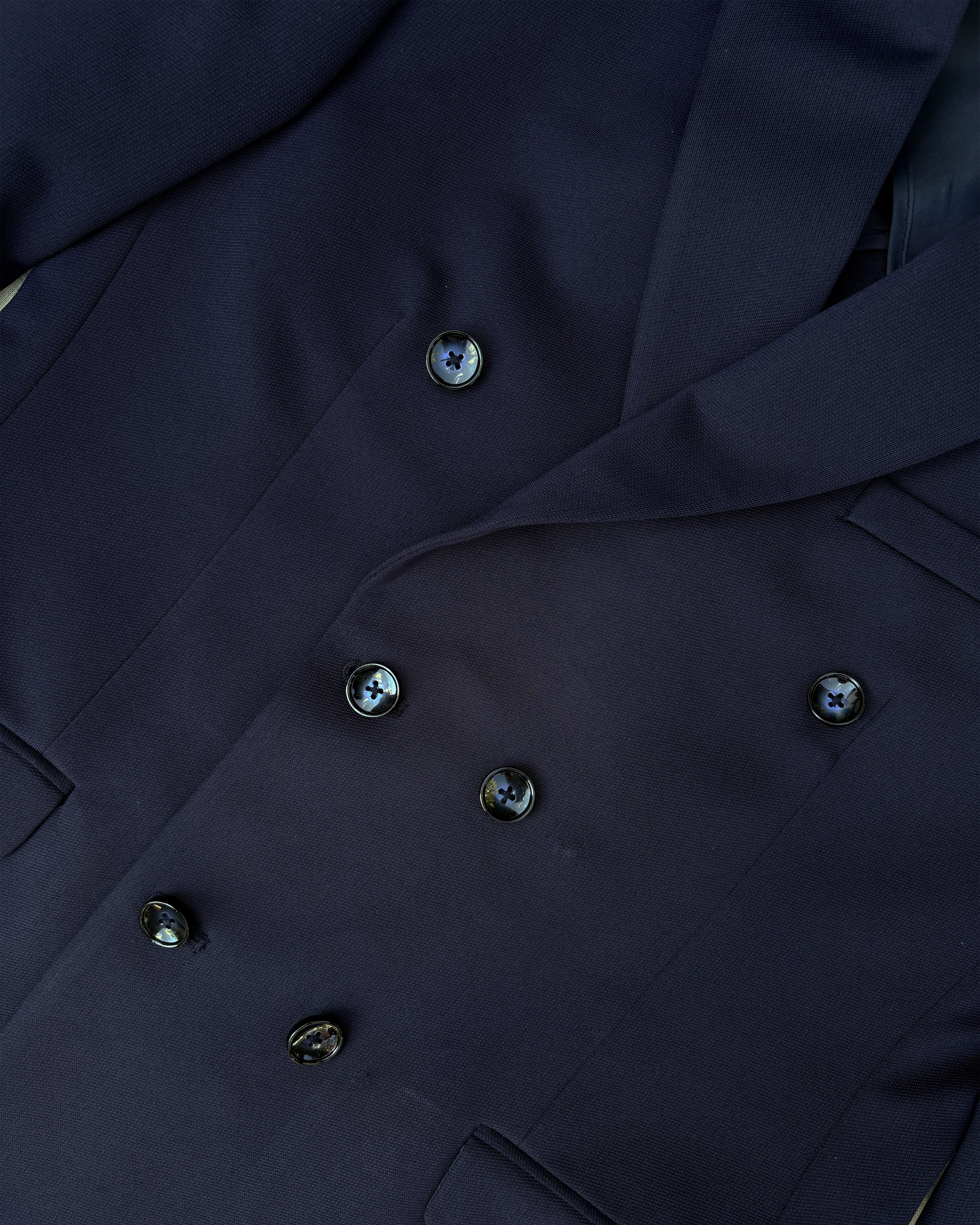 Bare Brown Double Breasted Knit Blazer - Navy