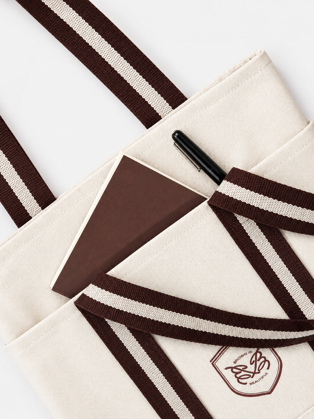 Brown Crest Off-White Tote Bag