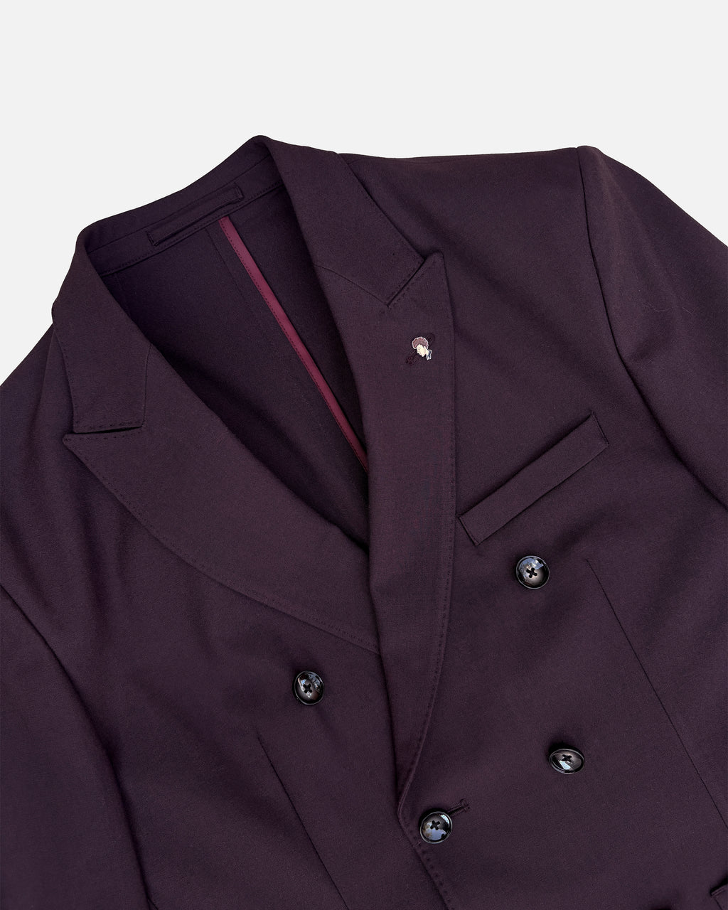 Bare Brown Double Breasted Woven Blazer- Wine