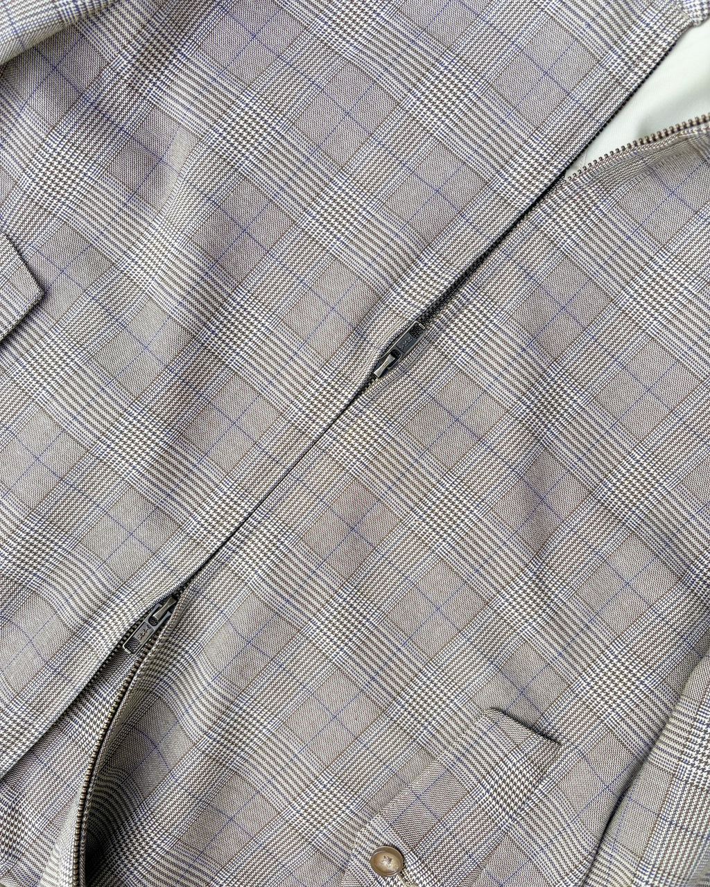 Bare Brown Checkered Bomber Jacket with 2 way Zipper - Brown