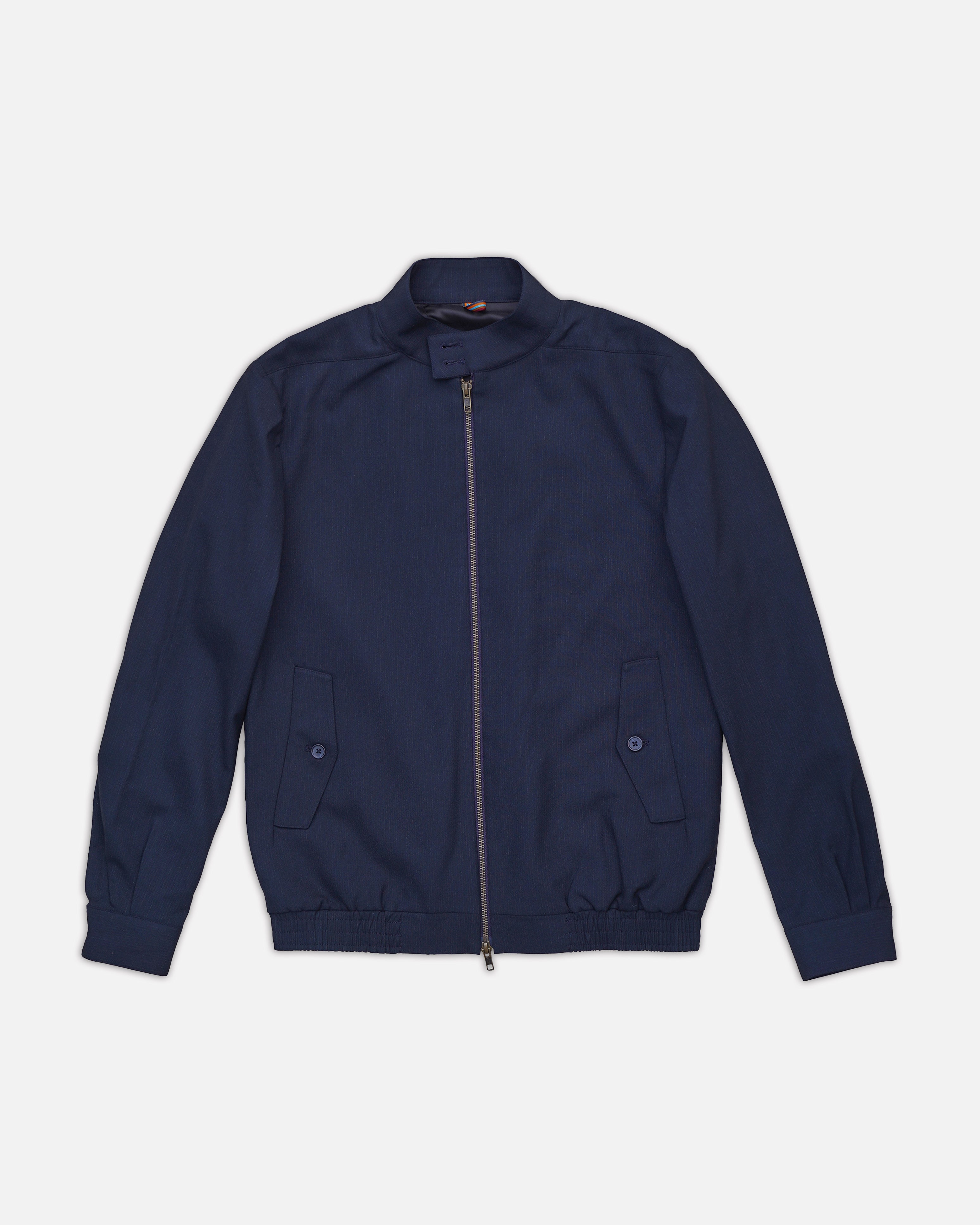 Bare Brown Stripe Harrington Jacket - Navy