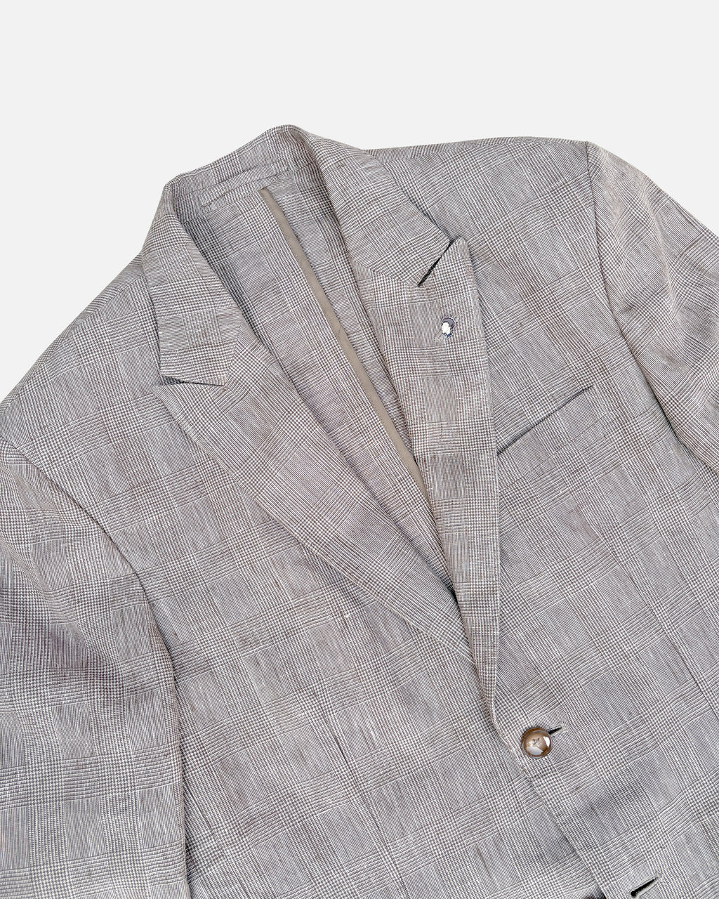 Bare Brown Linen Blazer - Brown Checkered